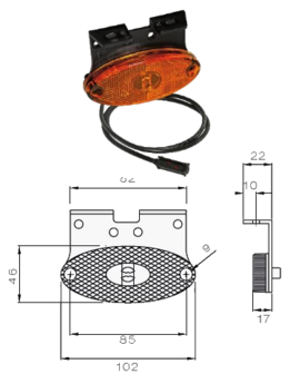 Фотография Боковой фонарь оранж.с кранштейном 1500mm FLATPOINT II LED Aspock 312364037